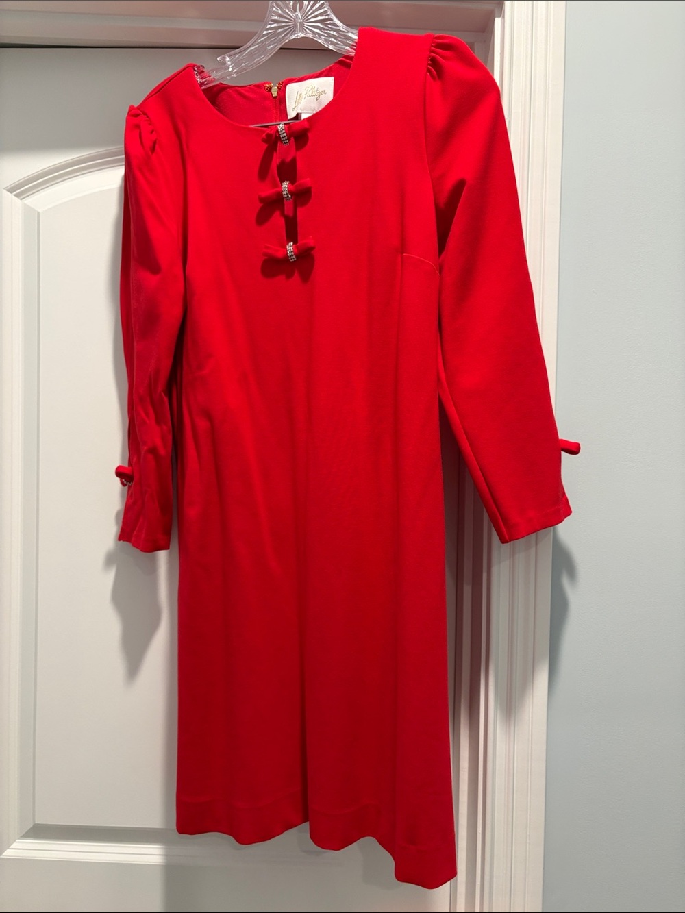 Lilly Pulitzer Red Long Sleeve Bow Accent Dress
